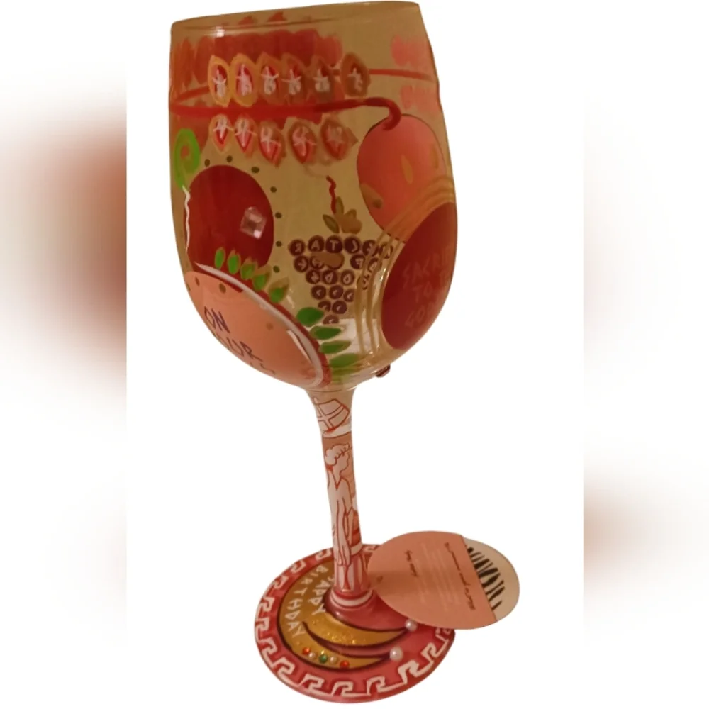 Lolita NIB!! Birthday Goddess Hand-painted Artisan Wine Glass - Picture 8 of 11